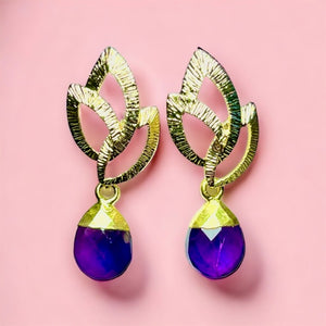 Boucles d’oreilles "ORIANNE" dorées or fin Améthyste