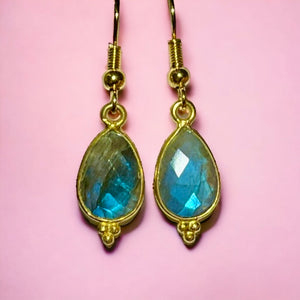 Boucles d’oreilles "HADLEY" dorées or fin Labradorite