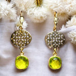 Boucles d’oreilles "RILEY" dorées or fin en Péridot
