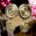 Boucles d’oreilles "SIENNA" dorées or fin Labradorite