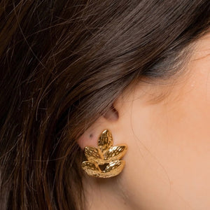 boucles oreilles femme feuilles acier inoxydable cadeau tourmalyn bijoux - portées