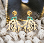 Boucles d'oreilles "AQUA" en acier inoxydable doré et amazonite