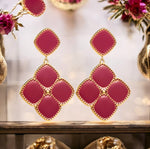 Boucles d'oreilles "ELEGANCE" en acier inoxydable doré émail