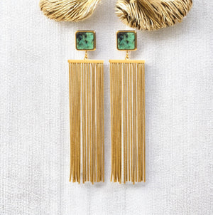 Boucles d'oreilles "DUCHESSE" en acier inoxydable doré Turquoise africaine
