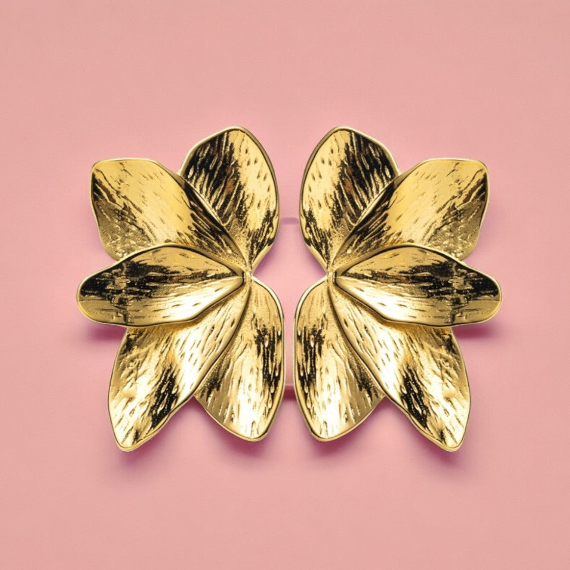 boucles oreilles femme acier inoxydable fleurs orchidées dorées  tourmalyn bijoux 