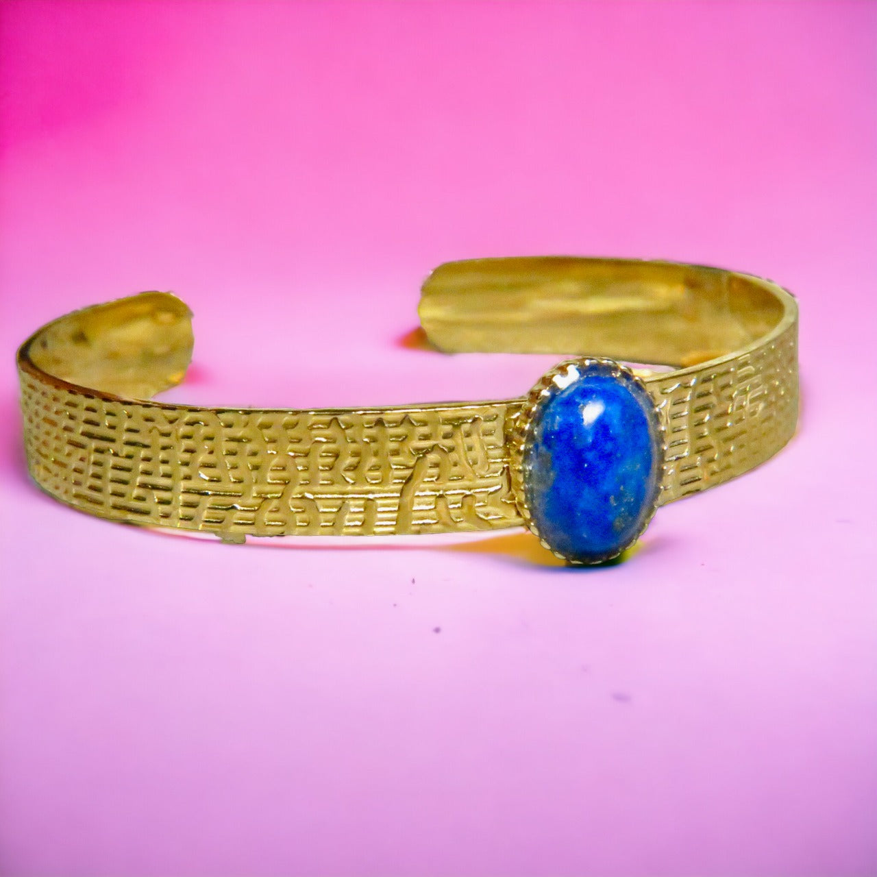 Bracelet "LILIANE" acier doré - adaptable avec Lapis Lazuli naturel