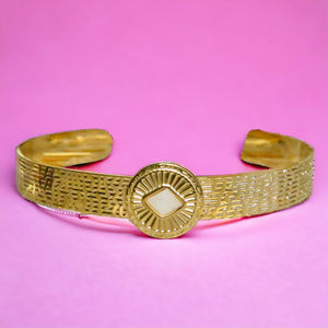 Bracelet "IRÈNE" acier doré - adaptable avec Nacre naturelle