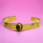 Bracelet "ALEXANDRA" acier doré - adaptable avec Oeil de tigre naturel