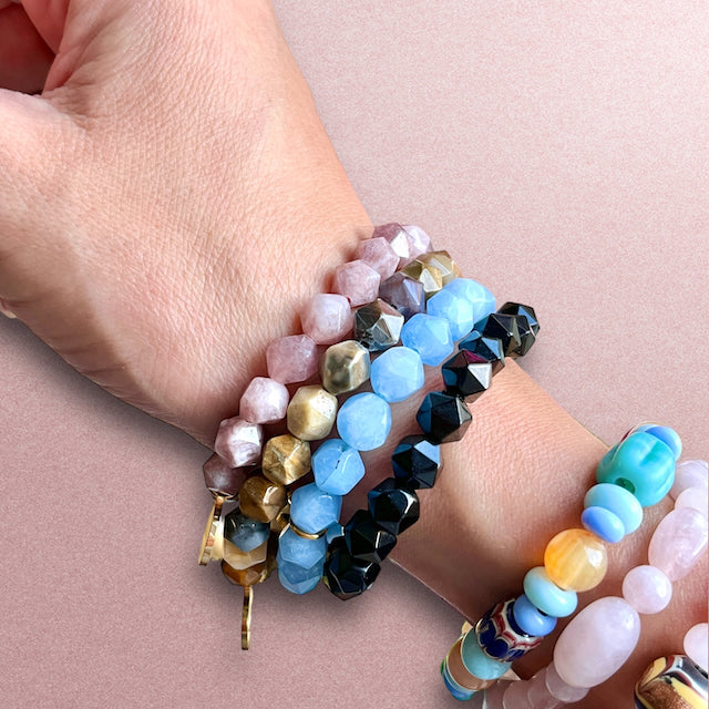 cadeau femme bracelet perles en pierre naturelle agate - ensemble bracelets pierre