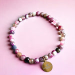 bracelet femme pierre tourmaline cadeau bijoux - fond rose