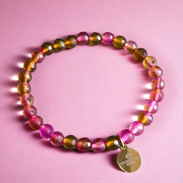 bracelet femme pierre agate  cadeau - fond rose