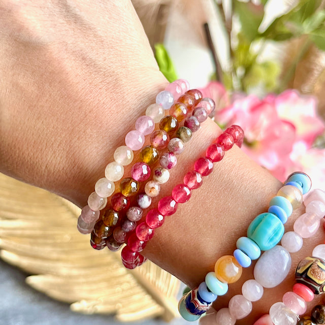 bracelet femme pierre agate rose bijoux tendance - bracelets colorés