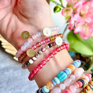 bracelet femme pierre agate rose bijoux tendance - breloques acier