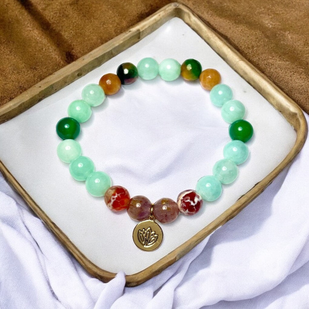 Bracelet "VÉRONIQUE" 3 pierres naturelles doré or fin