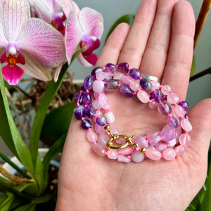 collier pierre amethyste kunzite quartz rose femme cadeau
