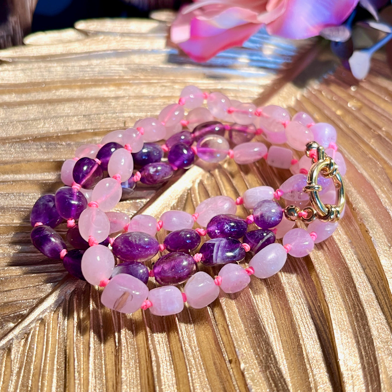 collier pierre amethyste kunzite quartz rose femme cadeau