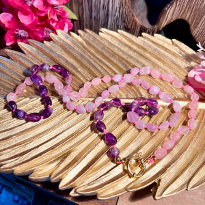 collier pierre amethyste kunzite quartz rose femme cadeau