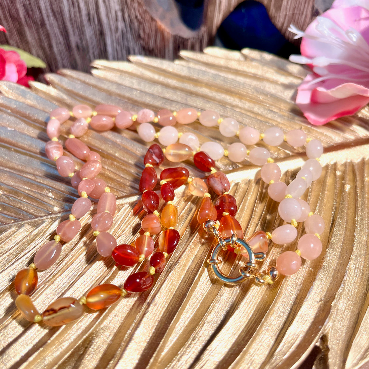 collier pierre cornaline pierre de soleil femme cadeau tourmalyn bijoux