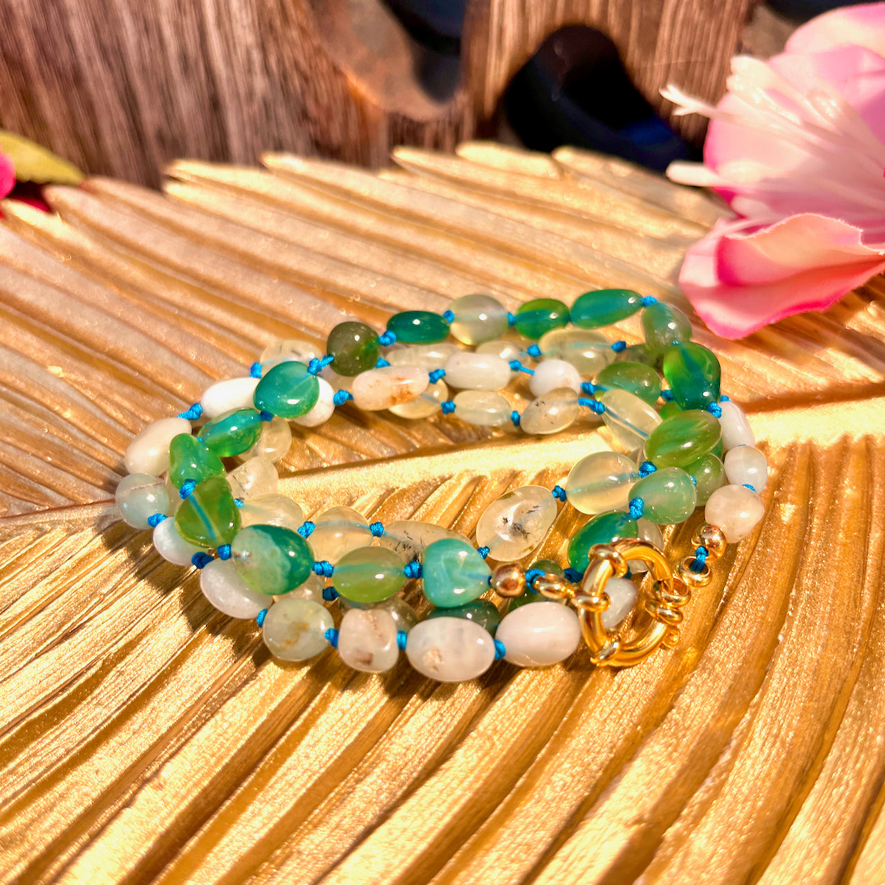collier quartz prehnite vert aigue marine femme cadeau tourmalyn bijoux