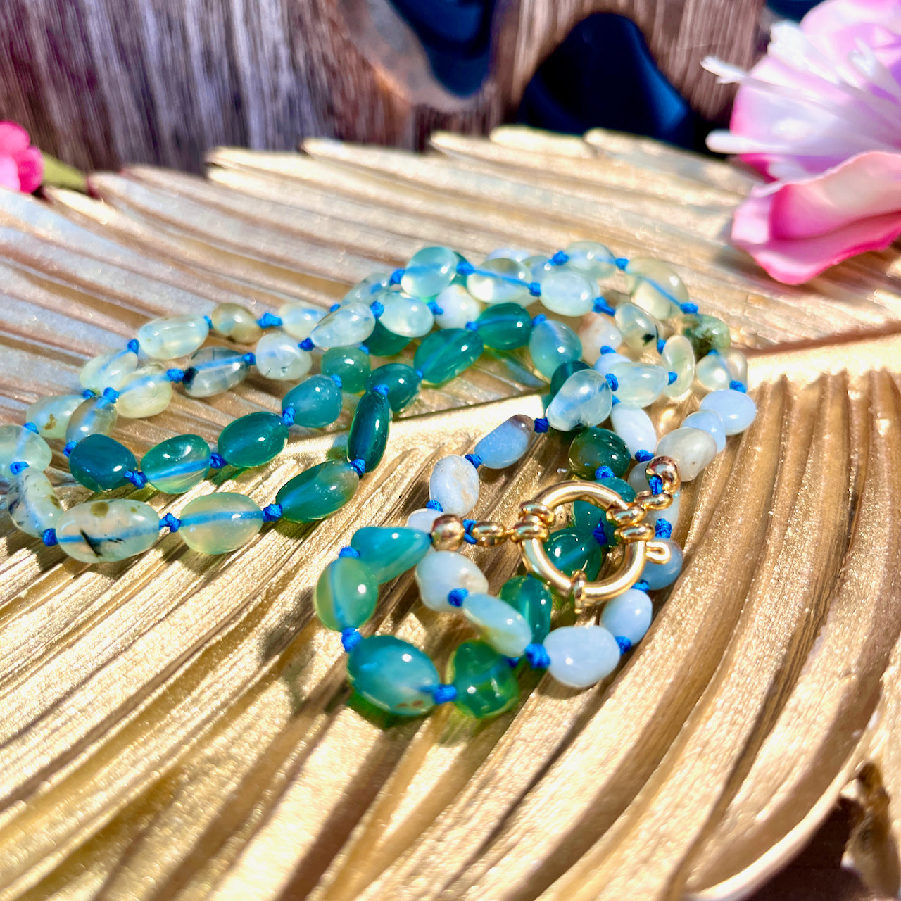 collier quartz prehnite vert aigue marine femme cadeau tourmalyn bijoux
