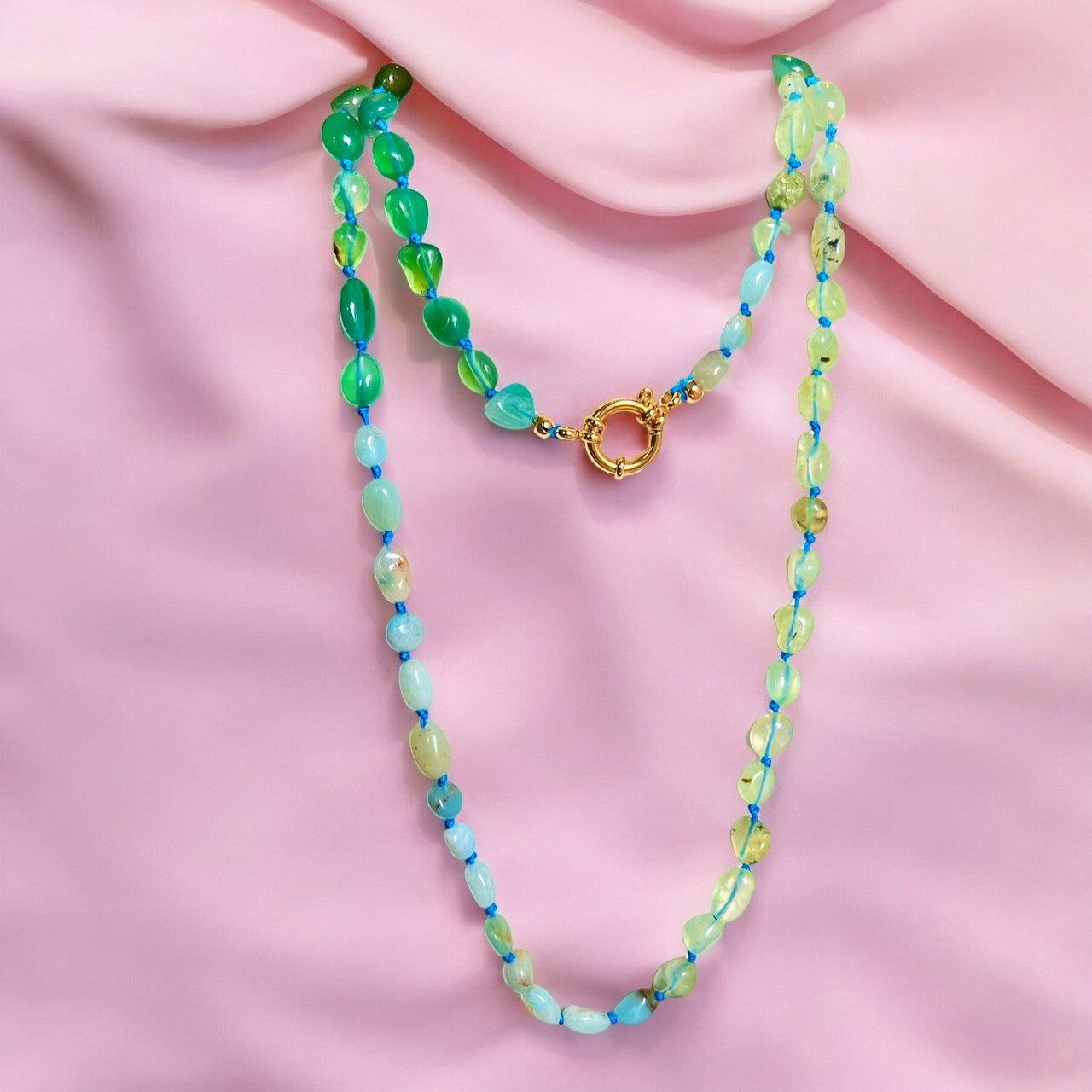 collier quartz prehnite vert aigue marine femme cadeau tourmalyn bijoux
