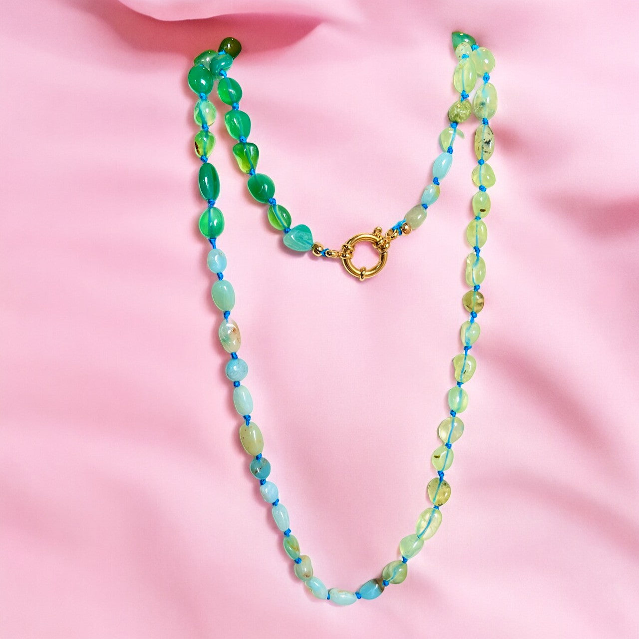 collier quartz prehnite vert aigue marine femme cadeau tourmalyn bijoux