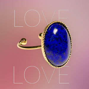 Bague "ELISA" dorée or fin en pierre de Lapis Lazuli