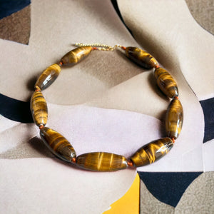 Collier "ZENZIBAR" perles en pierre naturelle Oeil de tigre