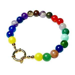 Bracelet "COLOR SPIRIT" - 9 pierres naturelles doré or fin