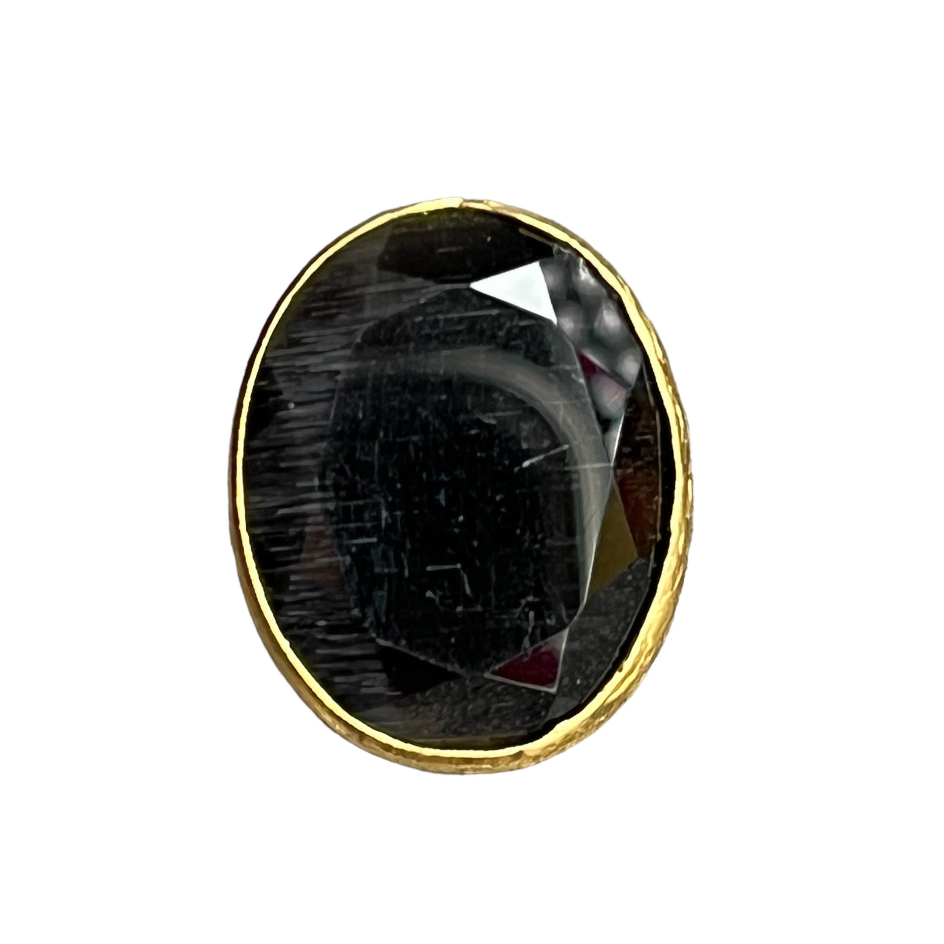 Bague "MAEVA" pierre naturelle agate noire dorée or fin