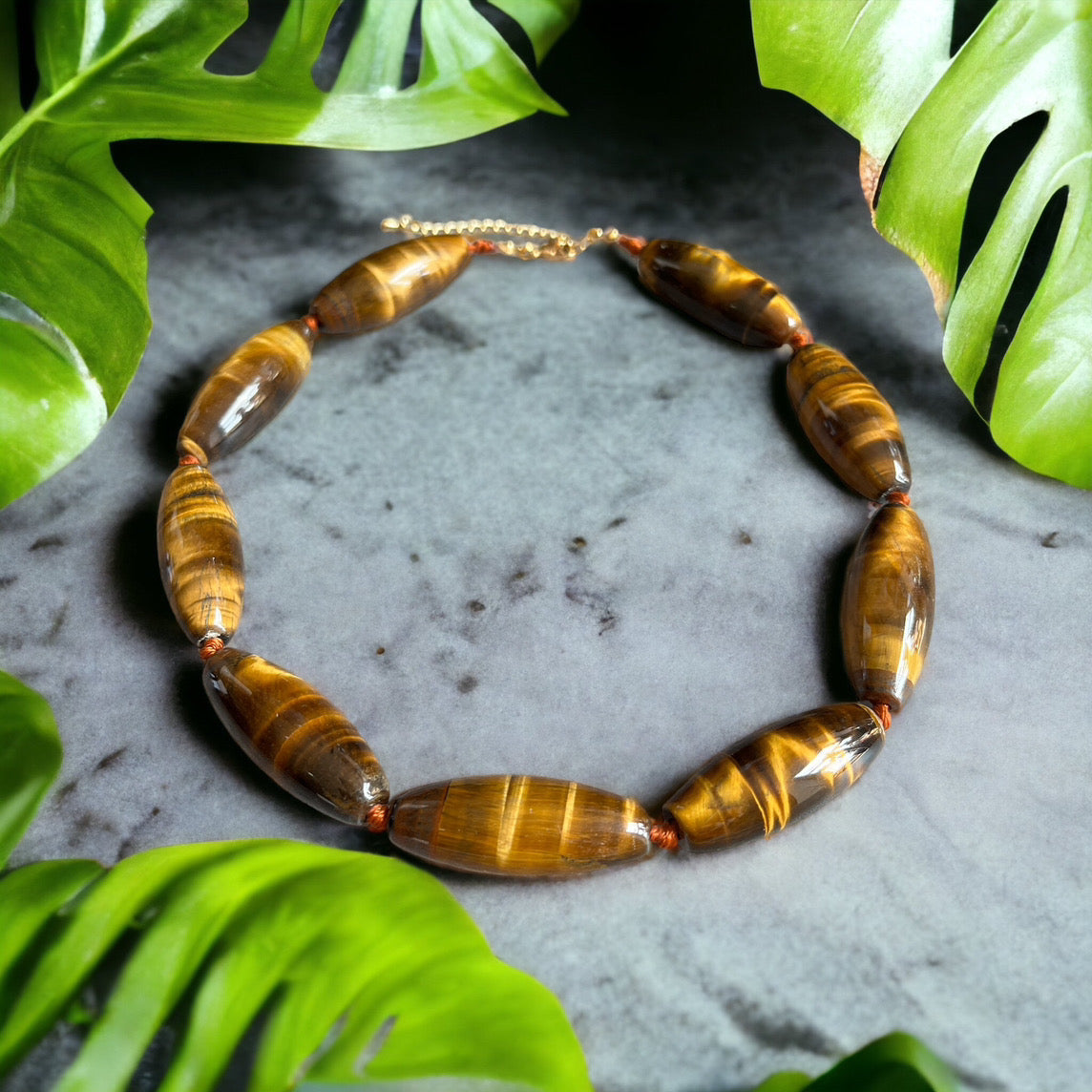 Collier "ZENZIBAR" perles en pierre naturelle Oeil de tigre