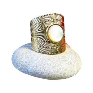 Bague "JULIE" acier inoxydable adaptable et nacre