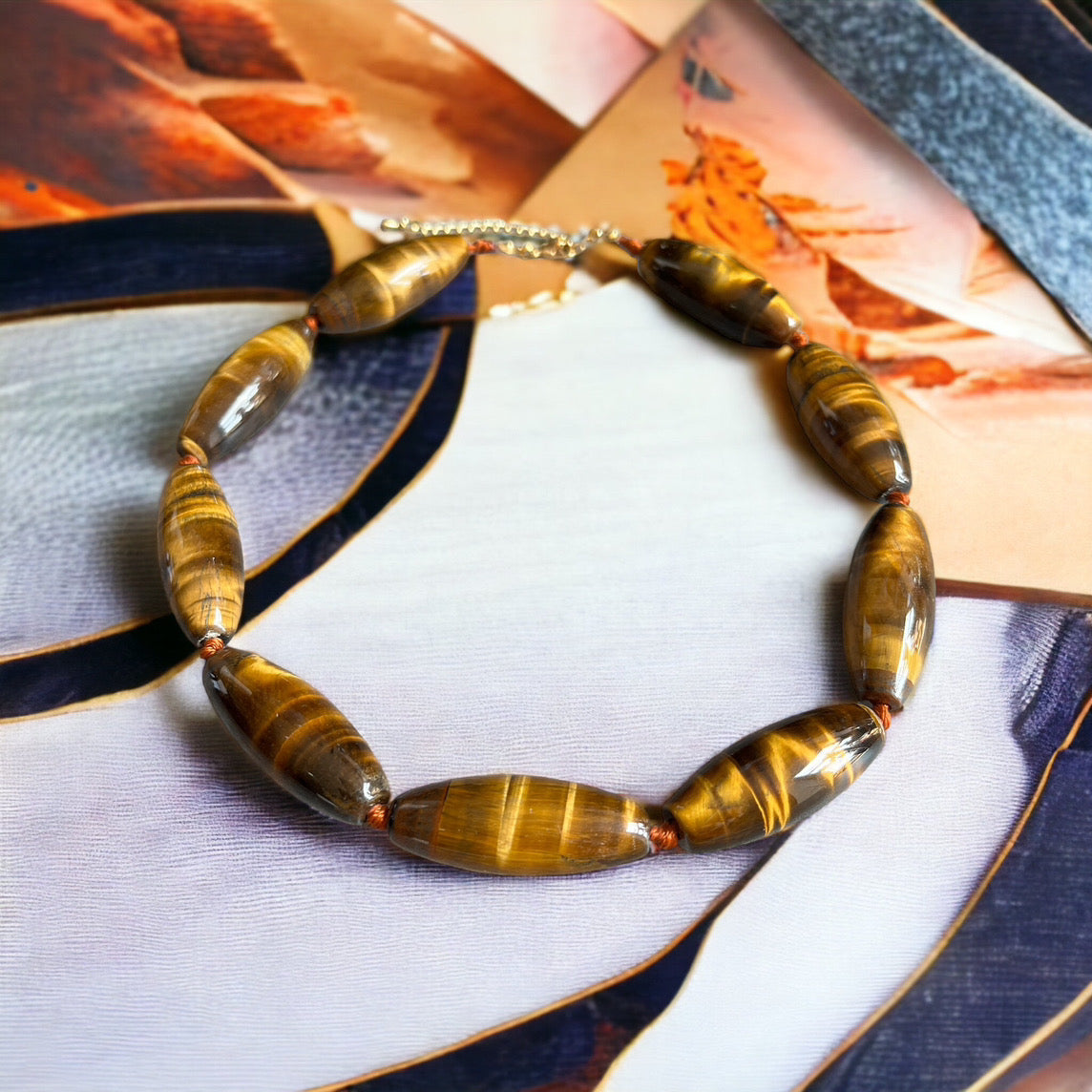 Collier "ZENZIBAR" perles en pierre naturelle Oeil de tigre