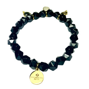 Bracelet "DIAMOND" - Agate Labradorite et Pierre de lune dorées or fin