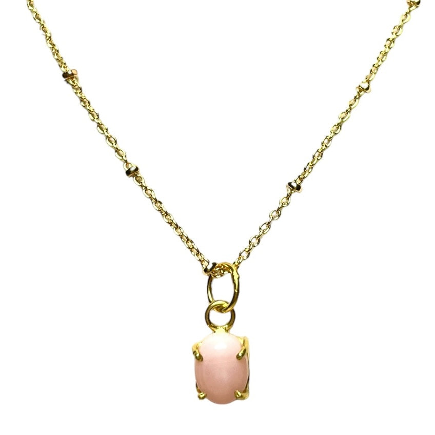Pendentif "MANUELA" doré or fin pierre d’ Opale rose