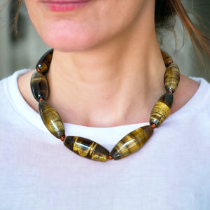 Collier "ZENZIBAR" perles en pierre naturelle Oeil de tigre