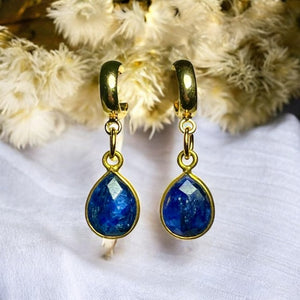 Boucles d’oreilles "DANIELLE" dorées or fin Saphir brut