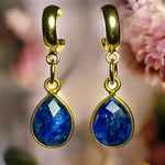 Boucles d’oreilles "DANIELLE" dorées or fin Saphir brut