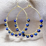 Boucles d'oreilles  "SERAPHINA" créoles pierre de Lapis lazuli