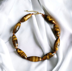 Collier "ZENZIBAR" perles en pierre naturelle Oeil de tigre