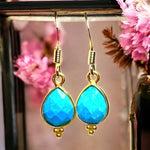Boucles d’oreilles "QUINN" dorées or fin en Turquoise