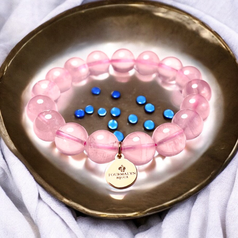Bracelet "SUNSHINE" en pierres naturelles de Quartz Rose