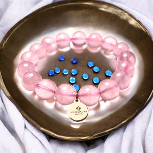 Bracelet "SUNSHINE" en pierres naturelles de Quartz Rose