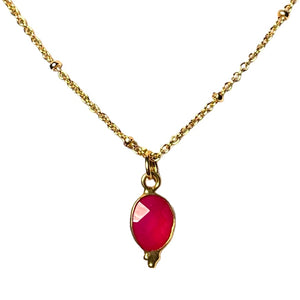 Pendentif "FRANCESCA" doré or fin pierre de Calcédoine rose