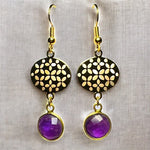 Boucles d’oreilles "HANNAH" dorées or fin en Améthyste