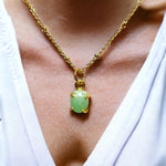 Pendentif "RAQUEL" doré or fin pierre d’ Amazonite