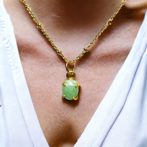 Pendentif "RAQUEL" doré or fin pierre d’ Amazonite