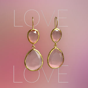 Boucles d'oreilles  "ALLEGRA" dorées or fin pierre d’ Agate rose