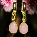 Boucles d’oreilles "ABIGAIL" dorées or fin Calcédoine rose