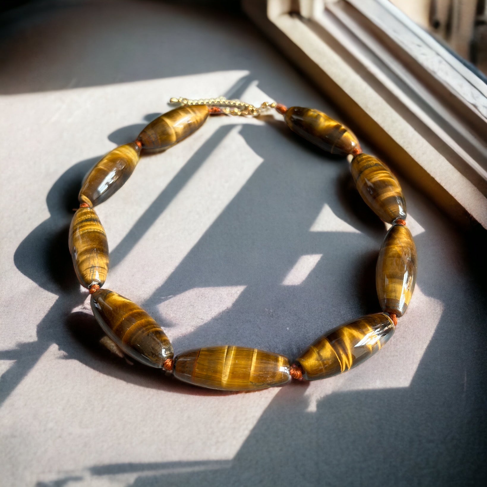 Collier "ZENZIBAR" perles en pierre naturelle Oeil de tigre